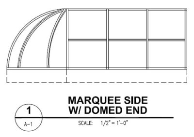 Canvas Awning Style Marquee Domed End Side